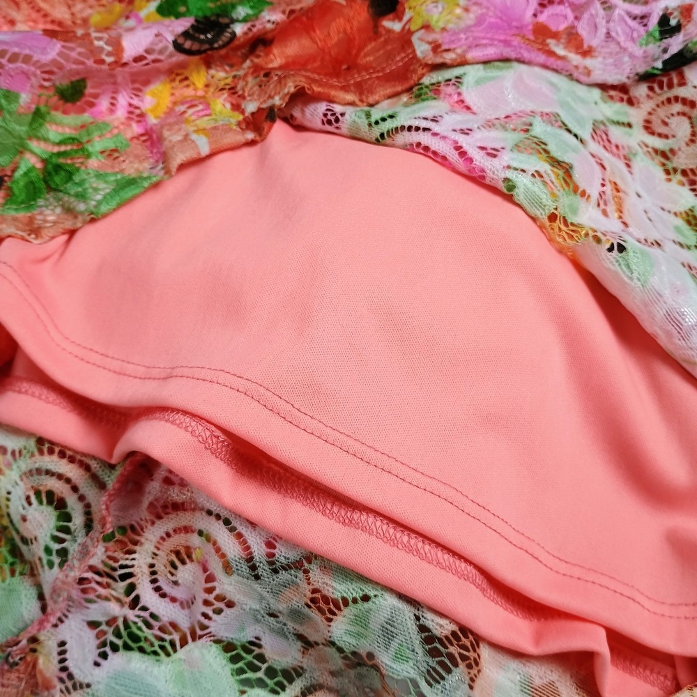 Marina Floral Lace Overlay Maxi Dress XS Pink Red Stretch Lined Made USA - Picture 7 of 13